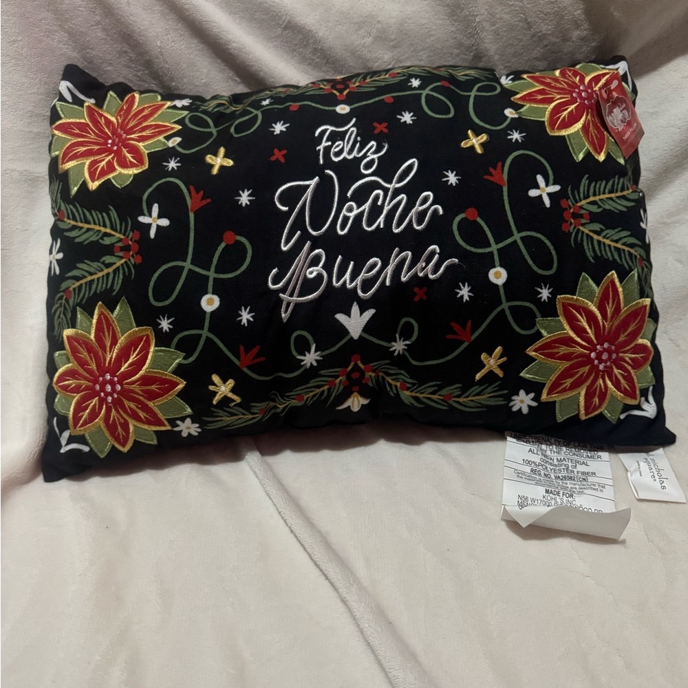 St. Nicholas square Feliz noche buena throw pillow